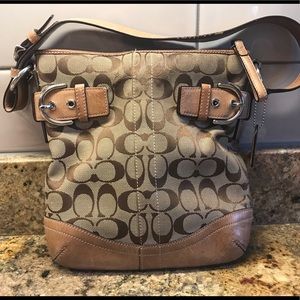 Coach Signature C Brown Leather Khaki Handbag